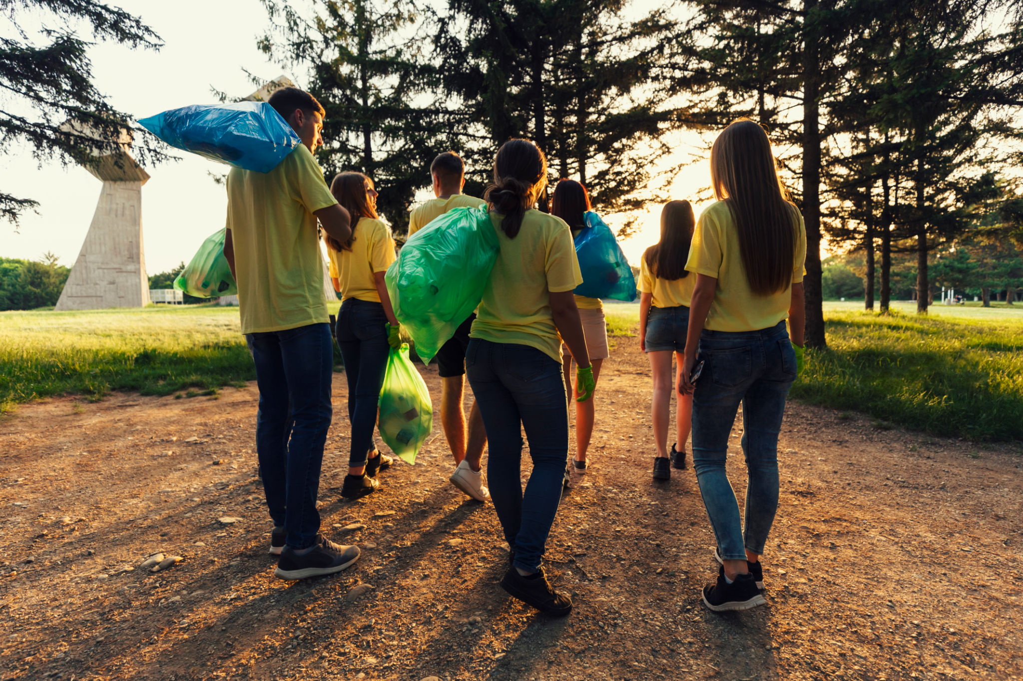 Volunteers working together during a community cleanup